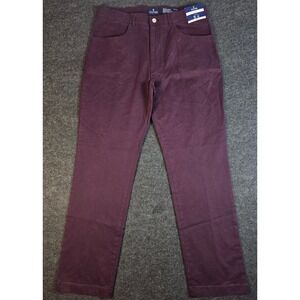 Stafford Men's Burgundy Slim Fit Chino Pants Stretch Classic Cut Size 36x32